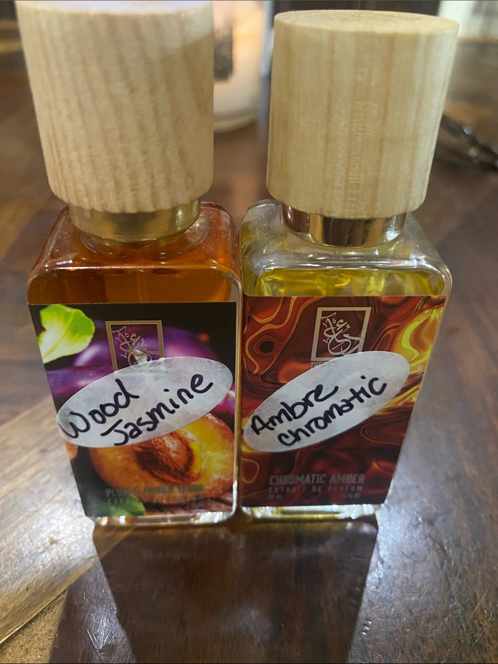 2 (Two) The Dua Brand Bundle - plum and Amber wood and the other Chromatic Amber